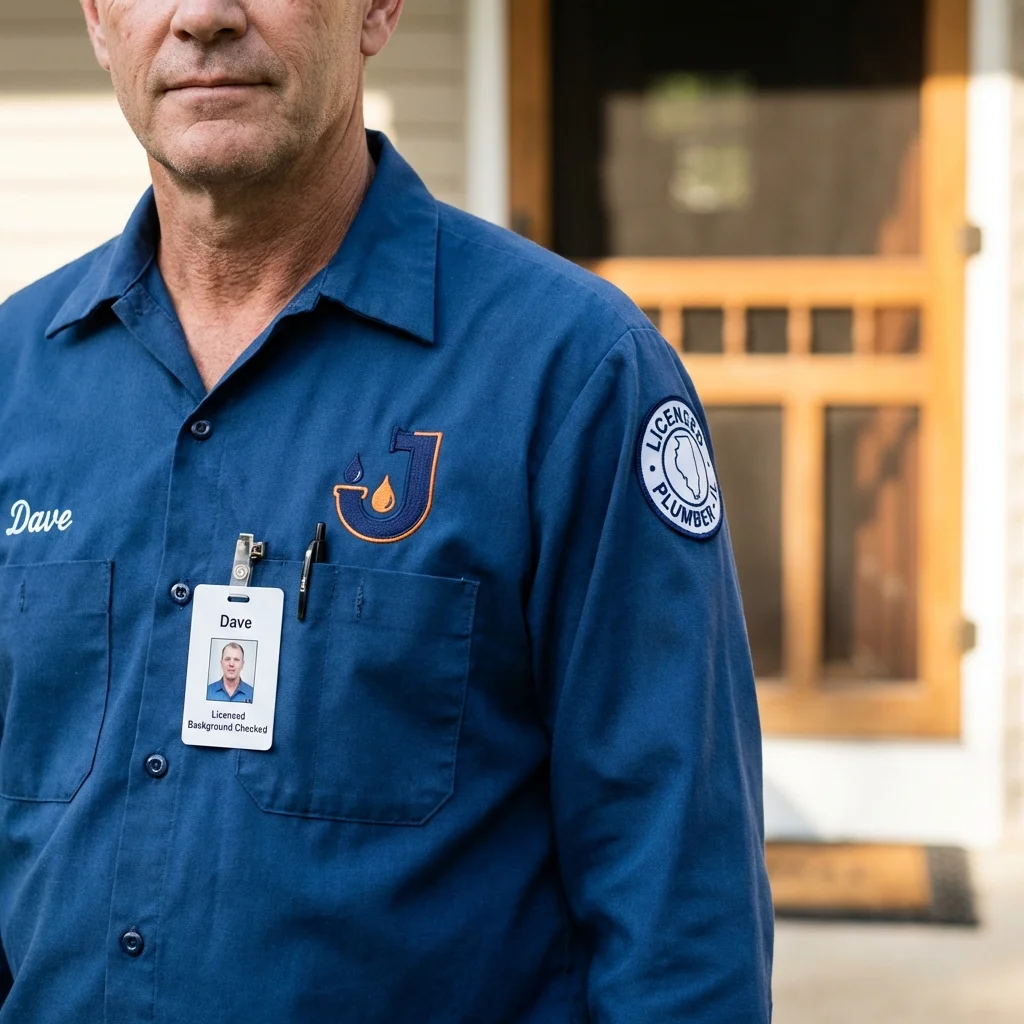 Licensed plumber showing ID badge in Bovina, TX