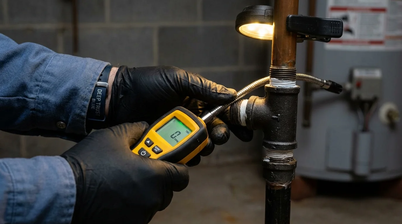 Gas leak detection with electronic sniffer by Johns Plumbing LLC in Bovina