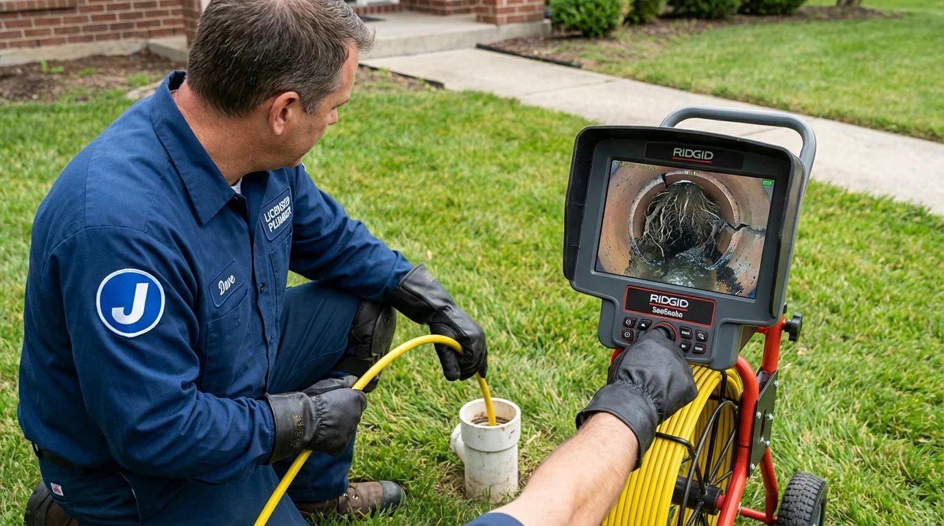 Sewer camera inspection being performed by Johns Plumbing LLC in Bovina