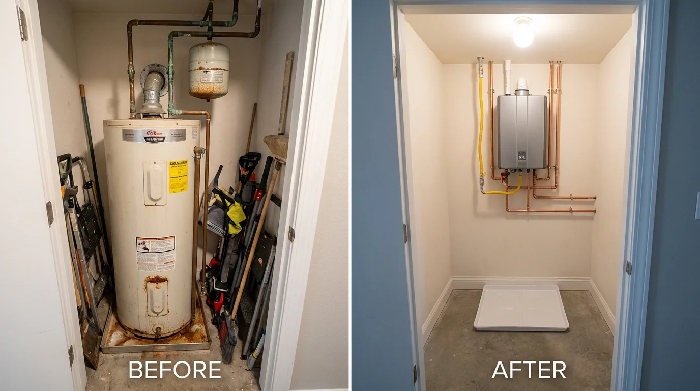 Tank water heater versus wall-mounted tankless unit comparison for Bovina, TX homeowners